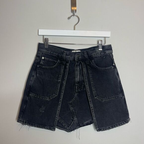 Free People We The Free Bare With Me Denim Mini Skirt in black Onyx combo NWOT - Picture 3 of 7